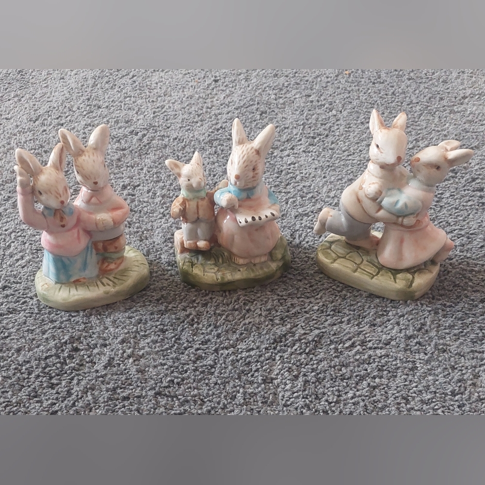 Three vintage Albert E. Price Inc. porcelain bunny figurines